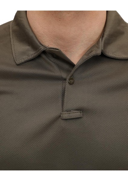 Polo Yaka Uzun Kol Taktik Erkek T-Shirt, Haki Renk, Mikrofiber Kumaş