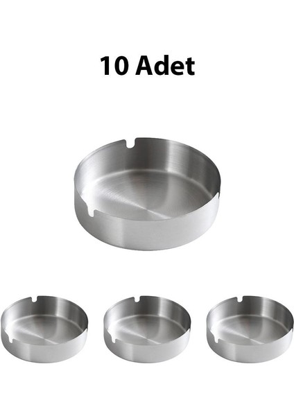 10 Adet Çelik 8 cm Kafe Restaurant Lokanta Yuvarlak Kül Tablası Küllük