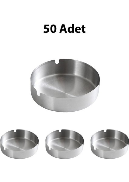 50 Adet Çelik 8 cm Kafe Restaurant Lokanta Yuvarlak Kül Tablası Küllük