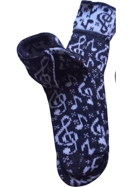 çorap patik yünlü orlon karışım akrilik Lambswool siyah/ beyaz desenli akrilik unisex ÇP1-1