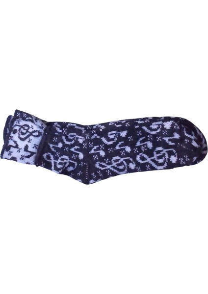 çorap patik yünlü orlon karışım akrilik Lambswool siyah/ beyaz desenli akrilik unisex ÇP1-1