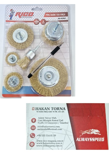 Ricopimli Daire Çelik Tel Fırça Seti 6 Parça