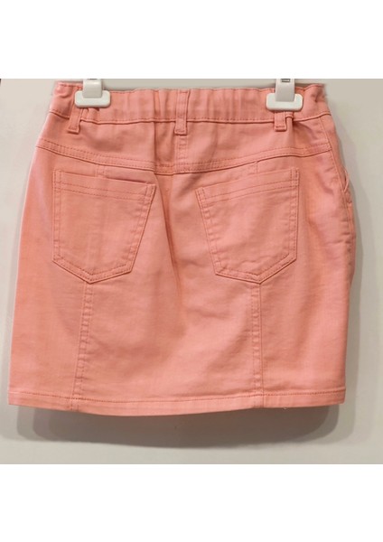 Pembe Düğmeli Kız Çocuk Kot Etek