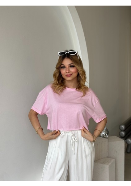 Pembe Kısa Kol Crop