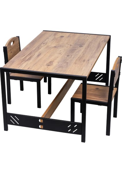 Çocuk Aktivite Oyun Masası - Çift Kişilik Çocuk Masası - Mdf - Meşe - Metal