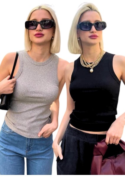 2'li Paket Gri-Siyah Regular Kesim Fitilli Atlet MG2428