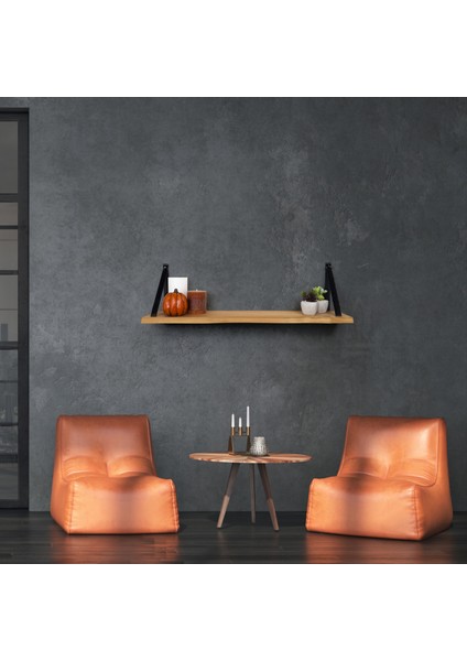 Duvar Rafı 80 x 19 cm - Kitaplık ve Resim Rafı - Massif Kayın Ahşap - Deri modelleri