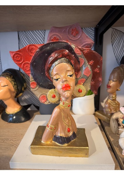 Dekoratif Jumbo Afrikalı Kadın Biblo Polyester