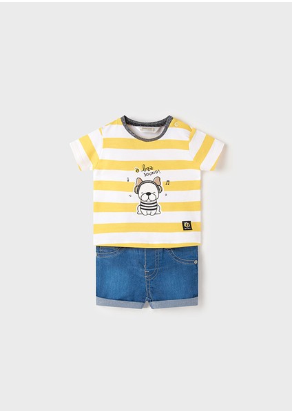 Erkek Bebek Tişört Denim Şort 2 Li Set 1216