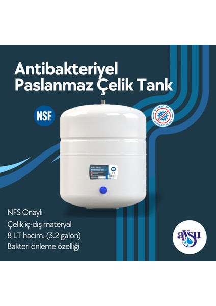 Su Arıtma Cihazı 5 Aşamalı 8 Litre Pompasız - Kırmızı