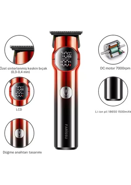 RF-101 Profesyonel Saç & Sakal Düzeltici – Turbo Güç, LCD Ekran fiyatları