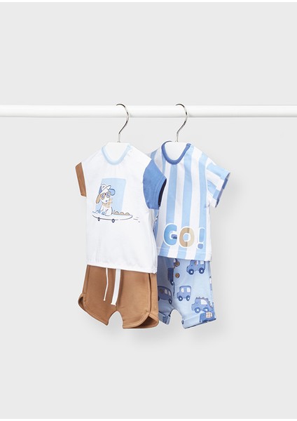Erkek Bebek Yazlık Tişört Şort 4 Lü Set 1682