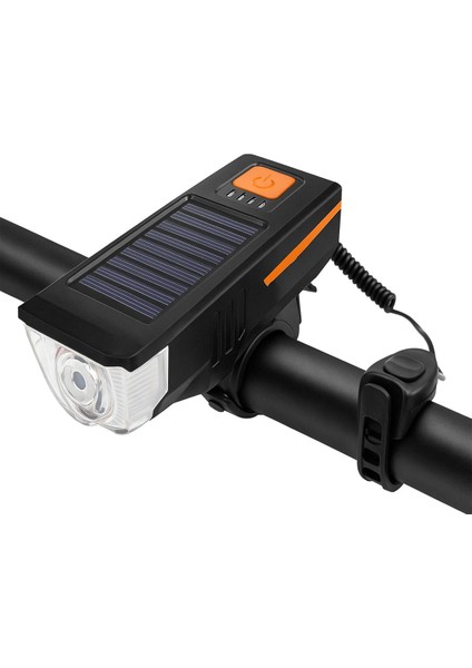 Solar Güneş Enerjili ve Şarjlı 3 Modlu Bisiklet Scooter Işığı Far ve Korna