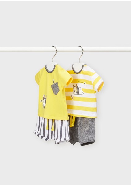 Erkek Bebek Yazlık Tişört Şort 4 Lü Set 1653