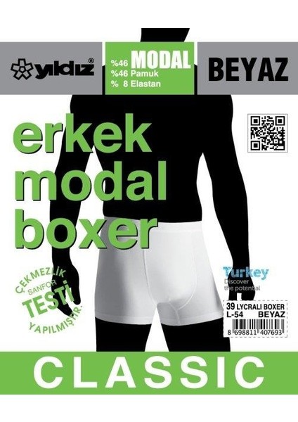 39 Beyaz Modal Likralı Boxer fiyatları