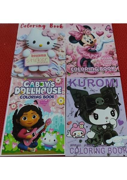 4 Adet Stickerli Boyama Kitabı (*hello Kitty*/minnie/gabbys/kuromi/ Figürlü)