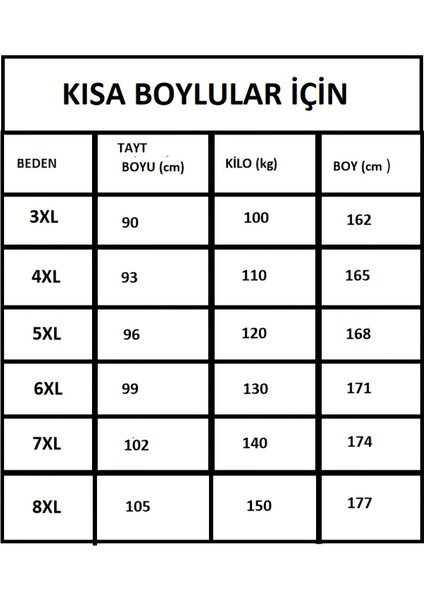 Kısa Boylular Için Büyük Beden Tayt (3xl-4xl-5xl-6xl-7xl-8xl)