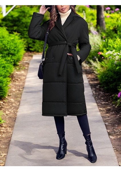 Kışlık Uzun Astarlı Şişme Kadın Mont