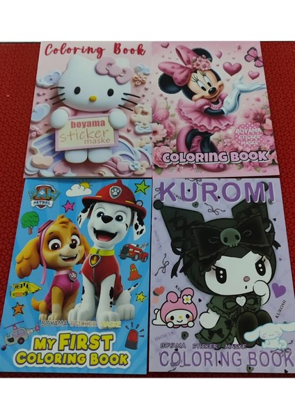 4 Adet Stickerli Boyama Kitabı (*hello Kitty*/minnie/paw Patrol/kuromi/ Figürlü)