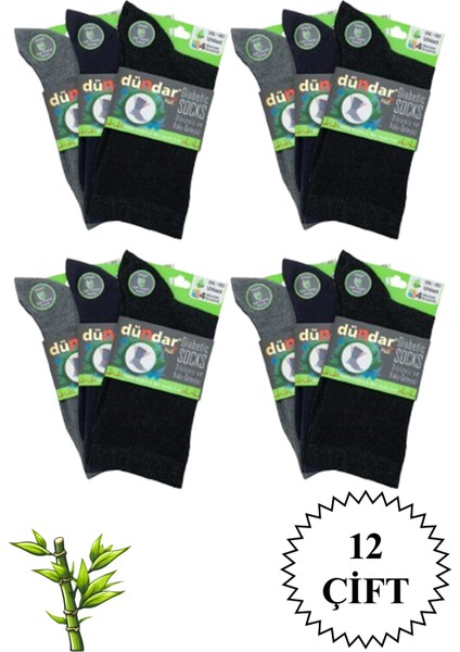 Erkek Diyabetic Bambu Çorap 12 Çift