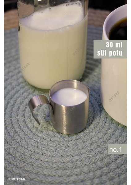 304 Paslanmaz Çelik Mini Sütlük No.1 - 30 ml | Küçük Krema ve Süt Potu | Pitcher | Süt Sunum Kabı
