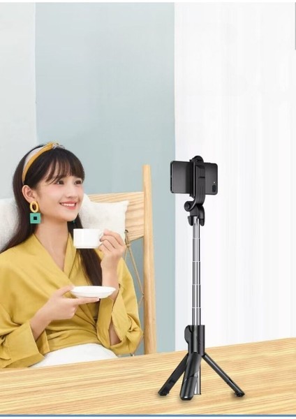 Selfie Çubuğu Tripod Siyah Kumandalı Bluetoothlu TP-1019