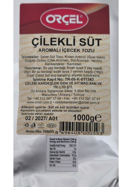 Çilekli Süt Aromalı İçecek Tozu Oralet 1 kg