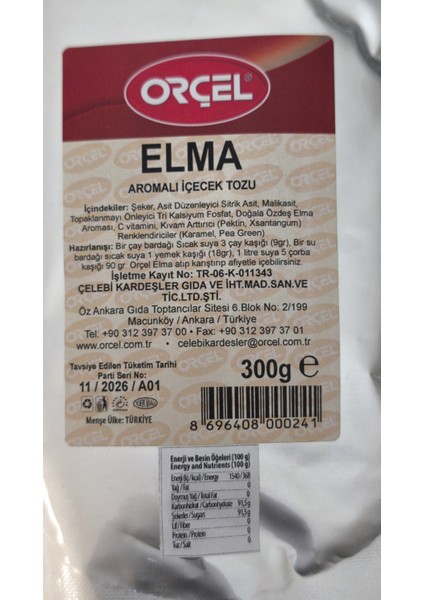 Elma Aromalı içecek Tozu Oralet Çay 300 gr