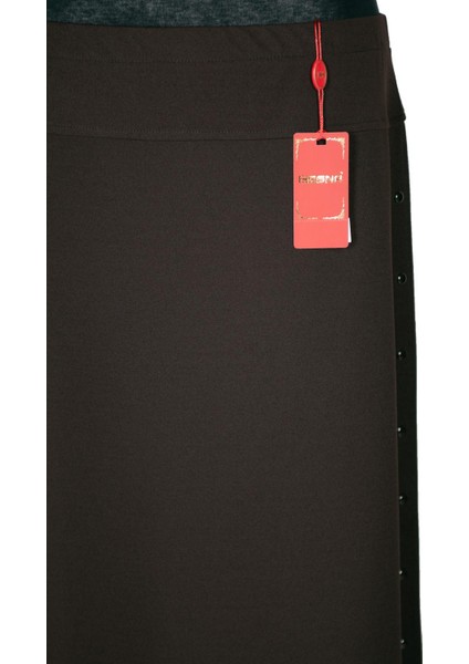 Hesna Kadın Destan Yanı Zımba Detaylı Astarlı Kahverengi Etek fiyatları