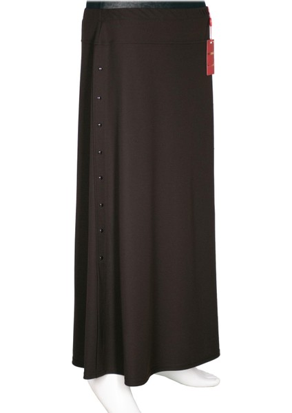 Hesna Kadın Destan Yanı Zımba Detaylı Astarlı Kahverengi Etek modelleri