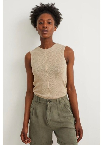 Yumuşak Dokulu Kolsuz Bluz