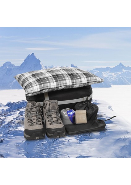 Kamp Yastığı, Seyahat Yastığı Silikon Elyaf Dolgulu Küçük Boyun Yastığı 30 x 45 cm Polar Antrasit