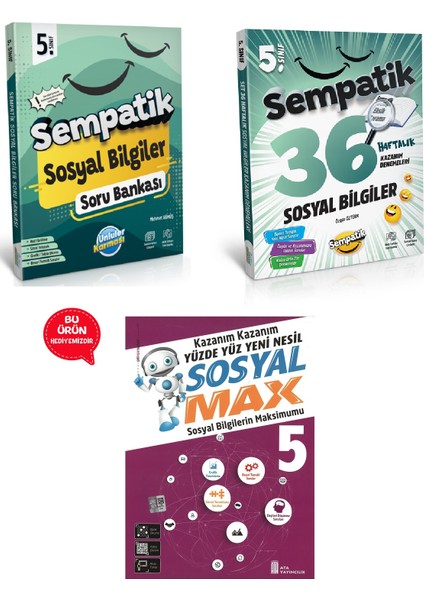 5.sınıf Sempatik Sosyal Bilgiler Soru Bankası +36 Haftalık Kazanım Denemeleri (Hediyeli)