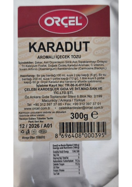 Karadut +Elma +Kivi +Limon +Portakal + Kuşburnu Toz Içecek Seti Oralet Karışık Paket 6X300GR.