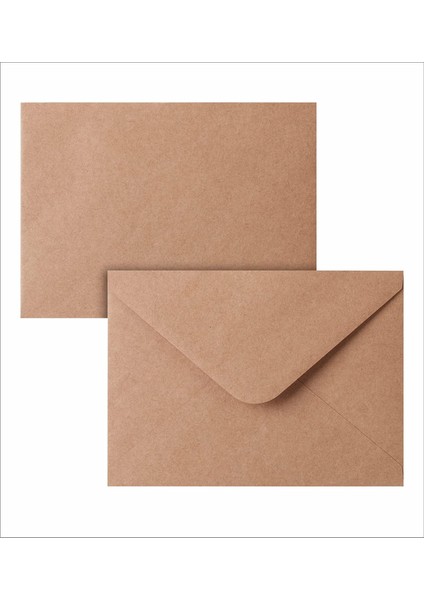 50 Adet 13*18 Kahverengi Kraft Zarf Davetiye Lüks Tebrik Kartı Mektup