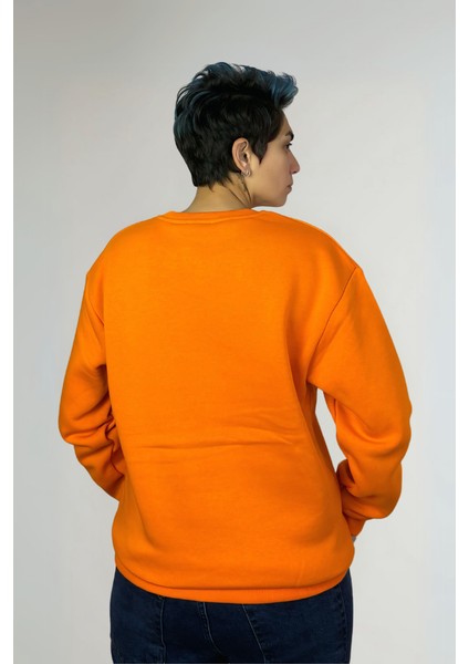 Unisex Yüksek Kaliteli Pamuklu Basic Oversize Bisiklet Yaka Sweatshirt