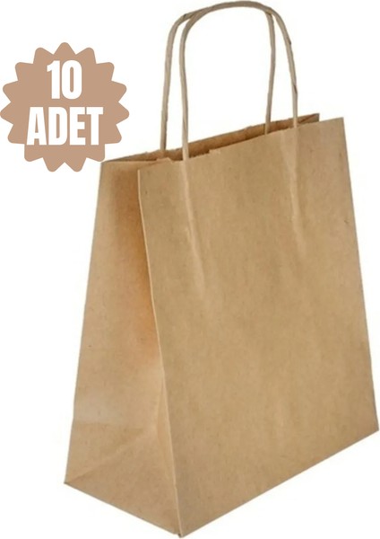 Büyük Kraft Çanta Burgu Saplu 28X30X15 10 Adet