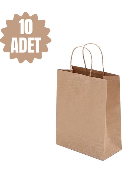 Mini Kraft Çanta Burgu Saplı 20X25CM 10 Adet