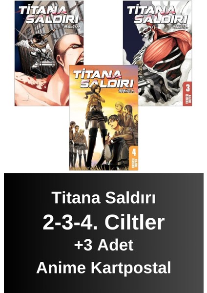 Titana Saldırı 2-3-4. Ciltler (3 Kitap) | Anime Kartpostallar
