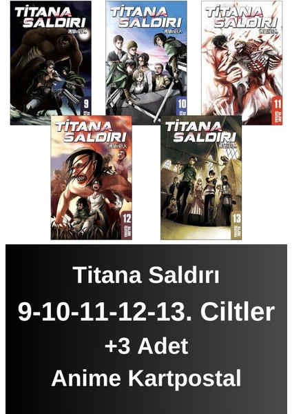 Titana Saldırı 9-10-11-12-13. Ciltler (5 Kitap) | Anime Kartpostallar