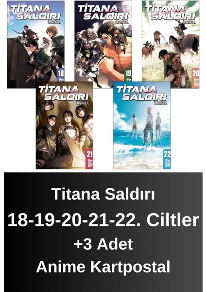 Titana Saldırı 18-19-20-21-22. Ciltler (5 Kitap) | Anime Kartpostallar