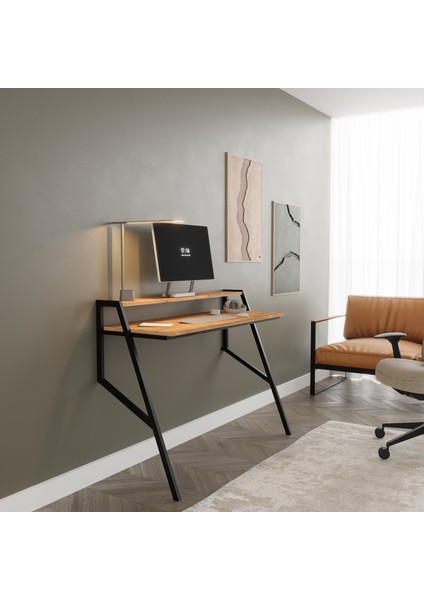Anka Metal Ayaklı Çalışma Masası - Atlantik Çam/ Siyah