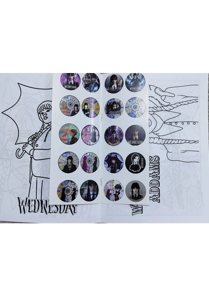 4 Adet Stickerli Boyama Kitabı (*hello Kitty*/unicorn/barbie/wednesday Figürlü)