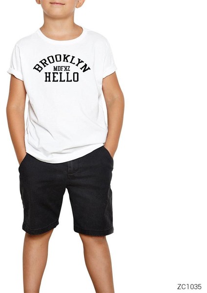 Brooklyn Hello Beyaz Çocuk Tişört