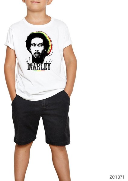 Bob Marley Face Beyaz Çocuk Tişört