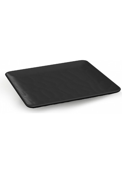 Kırılmaz Rölyefli Kare Servis Tabak 12 Adet 18X18 cm - Siyah TR347B