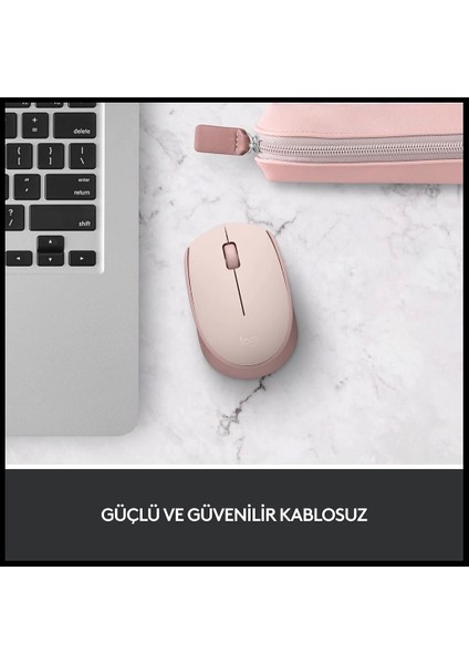 Logıtech 910-006865, M171 Rose, USB Nano 2,4g Kablosuz, 1000DPI, Optik, 3 Tuşlu, 12AY Pil Ömrü, Mouse