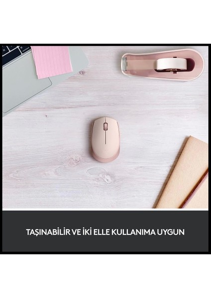 Logıtech 910-006865, M171 Rose, USB Nano 2,4g Kablosuz, 1000DPI, Optik, 3 Tuşlu, 12AY Pil Ömrü, Mouse