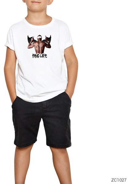 Tupac Shakur Thug Life 2 Beyaz Çocuk Tişört