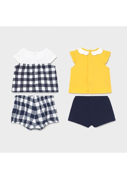 Yazlık Kız Bebek Kısa Kol Bluz Şort 4'lü Set 1648 modelleri